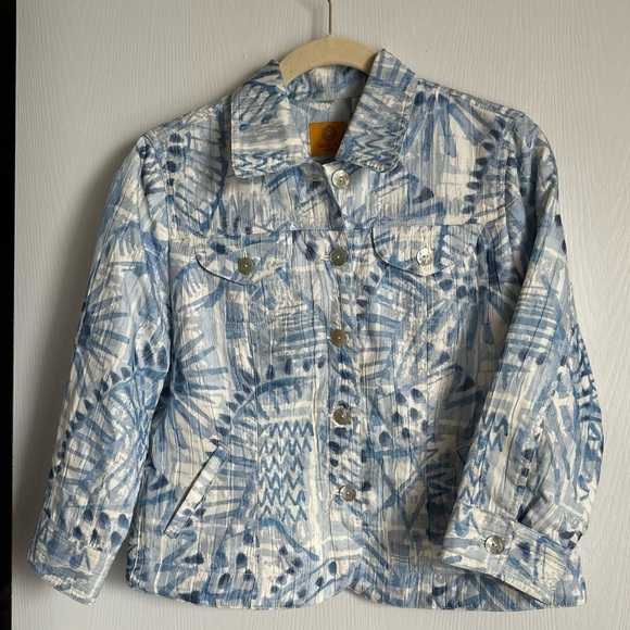 Ruby Rd. Blue and White Textured Jacket M - Picture 1 of 5